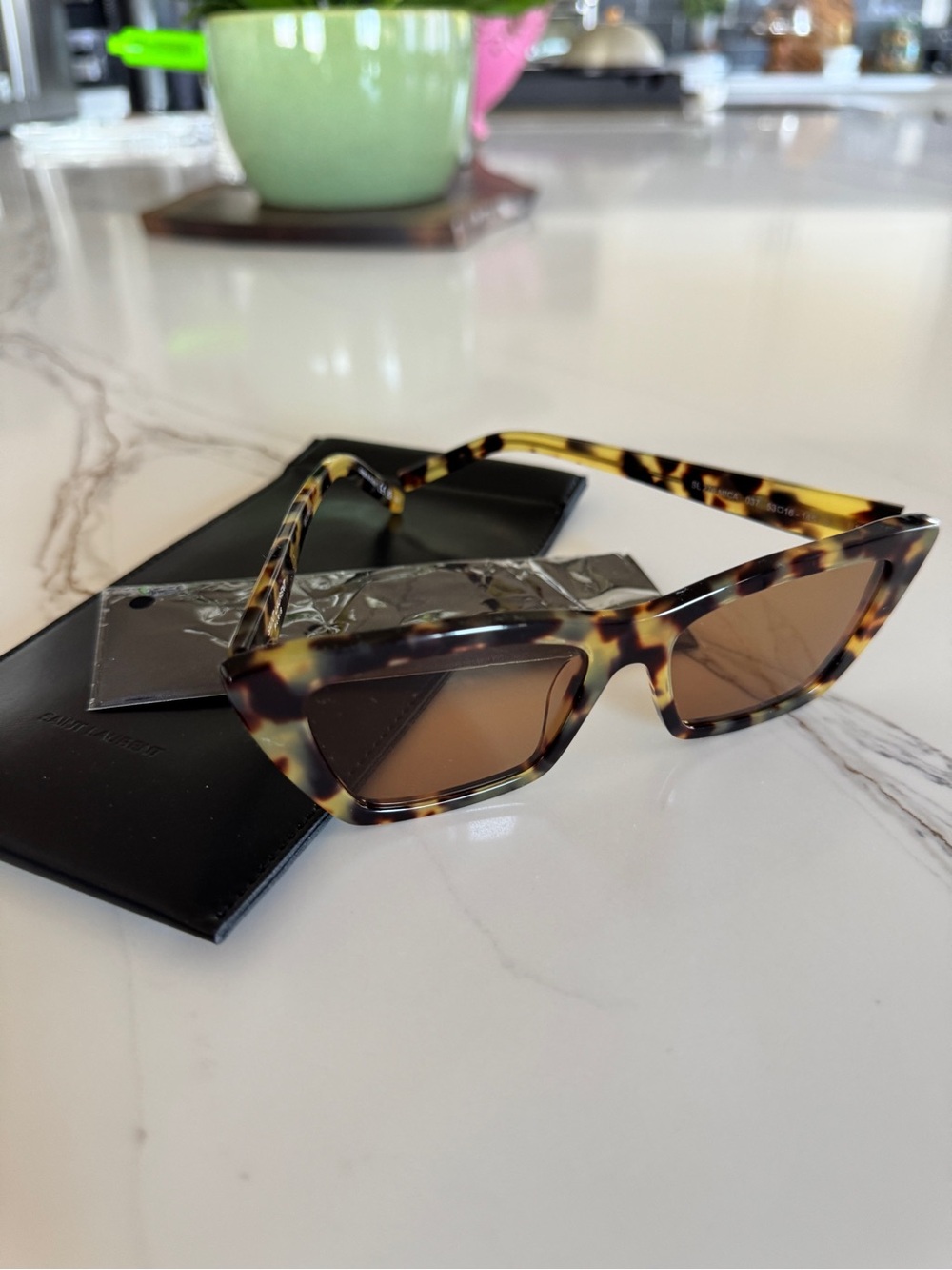 Saint Laurent Tortoiseshell Sunglasses Arm - Brown and Amber Pattern